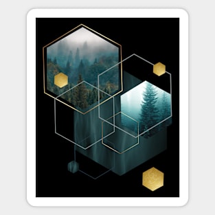 Forest cube gold Magnet